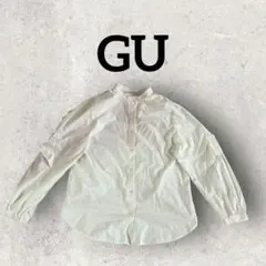 GU ラッフルスリーブブラウス 長袖 UVカット フリル袖 (S) ホワイト系
