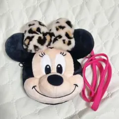 ミニーマウス ショルダーポーチ レオパード/ヒョウ柄リボン