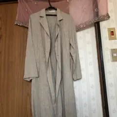 ベージュ ロングコート オープンフロント