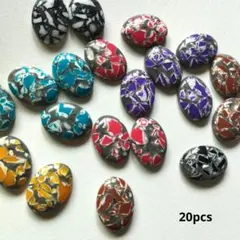 20個お得ストーン風　マーブル柄　オーバル型　カボション　パーツ　CB629-A