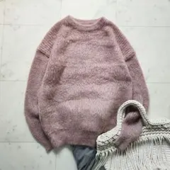 美品 アーバンリサーチ モヘアニット ゆったりめ クルーネック ピンク系