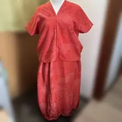 着物リメイク　裏地つきツーピース　作家物　小紋着物　裏地付きセットアップ