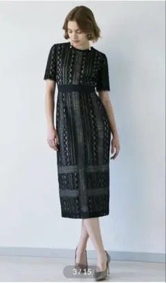 LAGUNAMOON ラグナムーン　ジオメトリックレースドレス M ネイビー