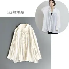 ■美品　iki　イキ　シャツ　長袖　シャツ　アイボリー　ビックカラー　シアー