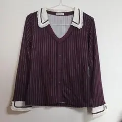 axes femme ブラウス シャツ ボルドー Vネック