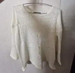 オープンニット ホワイト セーター