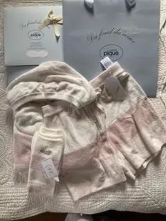 ジェラートピケ　ルームウェアセット ホワイト・ピンク