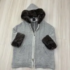 ZARA ファー付きニットポンチョ　コート