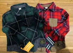 グリーン・レッド チェック柄 長袖シャツ 110センチ　キムラタン