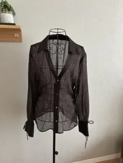【新品未使用タグ付き】　ZARA シアーブラウンシャツ