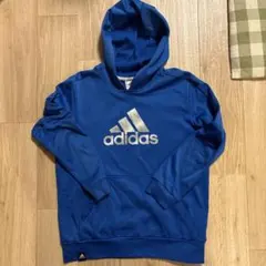adidas フード付きパーカー 160サイズ 青