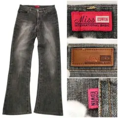 2384 エドウィン Miss EDWIN グレー デニム ブーツカット デニム
