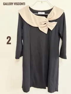 【GALLERY VISCONTI】襟付き バイカラー 膝丈ワンピース
