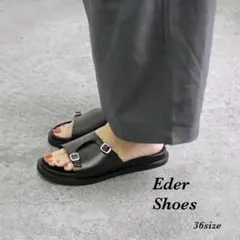 新品　EDER SHOES レザースライドサンダル　黒　36（23cm）のサムネイル