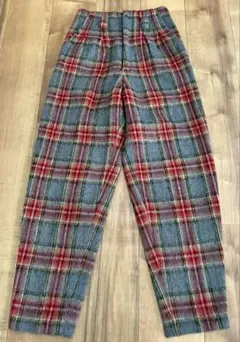 ヴィンテージ チェックウール パンツ モヘア調