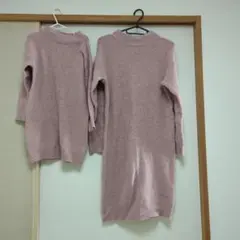 キッズ　UNIQLO　ピンク ニットワンピース 親子リンクコーデできます