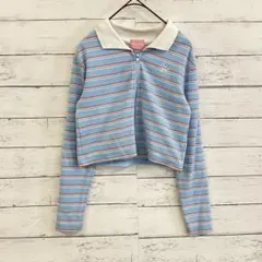 【raby raby】キッズ ライトアウター ボーダー 青白140 ストレッチ✨