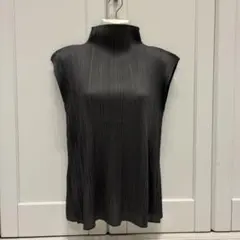 PLEATS PLEASE ノースリーブ ハイネック トップス チャコール 4