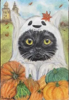 色鉛筆画　こっちの縄張り(収穫)は間に合ってるぞ　猫　原画　手描きイラスト