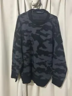 迷彩柄ニットセーター ブラック/グレー