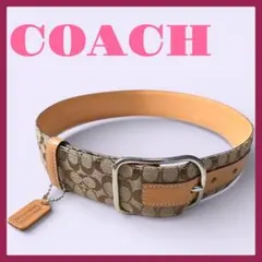 COACH コーチ シグネチャー ベルト キャンバス レザー ブラウン