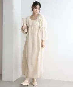 結婚式 NICECLAUPSygne 異素材ドッキングワンピース お呼ばれドレス