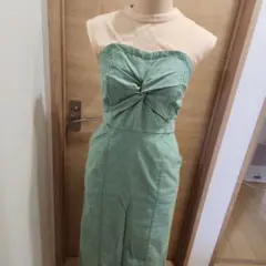 ラグナムーン カラーステッチドッキングツイストワンピース(ミントグリーン)