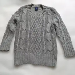 【ベビーギャップ】【babyGAP】グレー ケーブル編みセーター 95cm