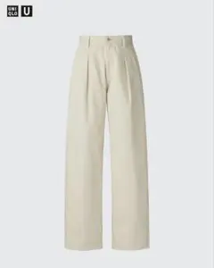 【新品未使用】UNIQLO U デニムタックパンツ ベージュ 24