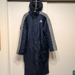 adidas ネイビー ベンチコート フード付き L