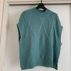 【新品未使用】シンプルライフ　ニットベスト　グリーン　L