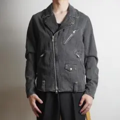 BEAUTY&YOUTH デニムライダースジャケット グレー/ZW158