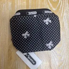 LeSportsac ブラック・ドットリボン ポーチ　未使用