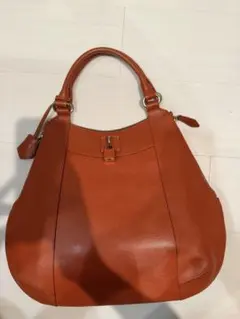 ぽ*ち様 オレンジ レザー ハンドバッグ　HAMANO 美品