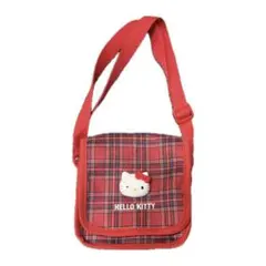 ハローキティ 赤いチェック柄 ショルダーバッグ　平成レトロ