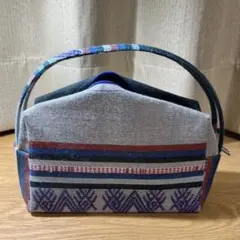 刺繍ミニバッグ　ストライプ