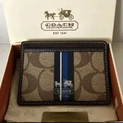 COACH コーチ シグネチャー柄 カードケース /パスケース　箱付き