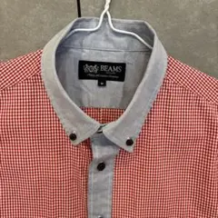 BEAMS ビームス ギンガムチェック ボタンダウンシャツ 赤 M
