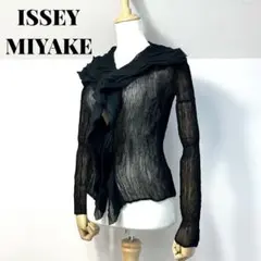 ISSEY MIYAKE フリル　変形プリーツカーディガン　ブラック　黒