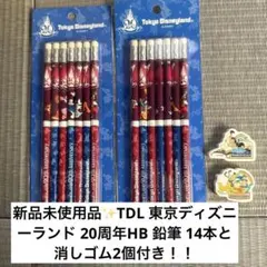 【新品未使用】TDL 東京ディズニーランド 20周年HB 鉛筆 14本消しゴム付