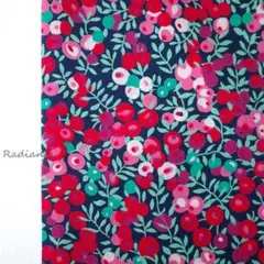 リバティ86.ウィルトシャ－ ベリー柄 タナローン はぎれ布生地 黒×赤