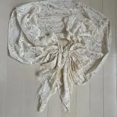アイボリー レースストール パーティー ショール パール装飾付き