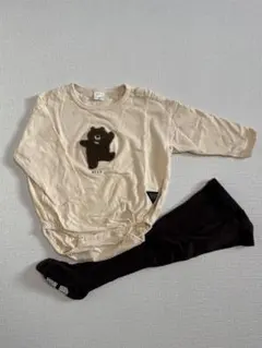 futafuta クマ刺繍ロンパース 80