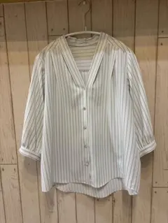 ハニーズ　ブラウス　五分袖　ストライプ　Mサイズ　ポリエステル100%