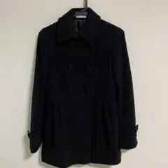 黒コート ピーコート ダブルブレスト