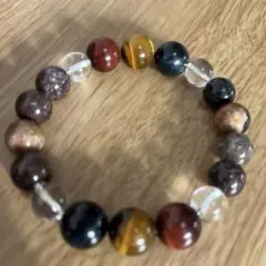 63)MIXタイガーアイ/ガーデン/水晶 ブレス 内周約17㎝ パワーストーン