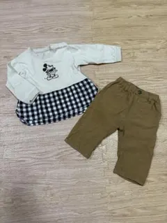 プティマイン　長袖　ロンT ブランシェス　長ズボン　90 ディズニー　ミッキー