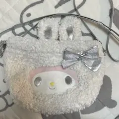 マイメロディ巾着ショルダーバッグ フェイス形ふわふわスノーラビット サンリオ