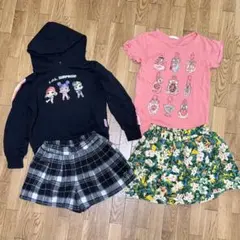 子供服 4点セット パーカー Tシャツ キュロット2枚のサムネイル