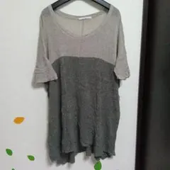 KBF グレー/ベージュ 半袖チュニック